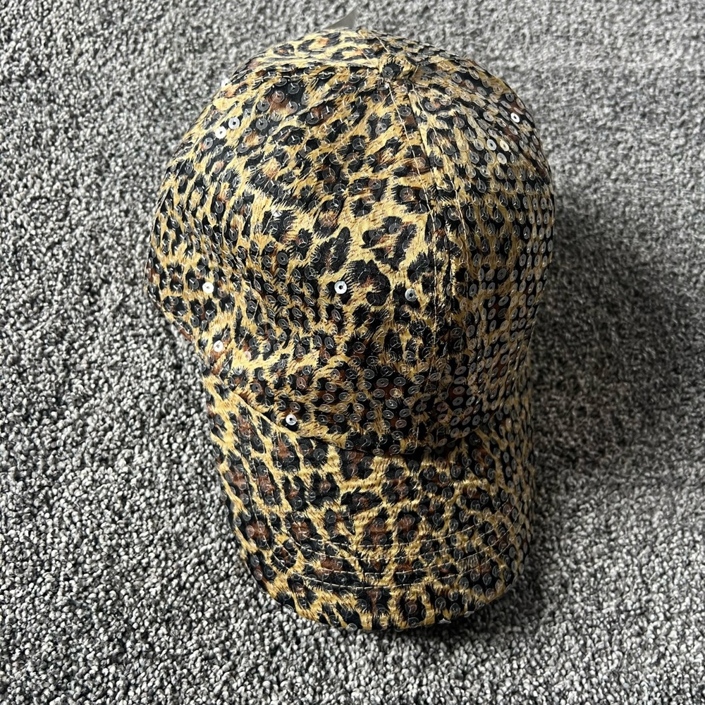 Leopard Sequin Baseball Cap - Women's Fashion Hat - Picture 4 of 6
